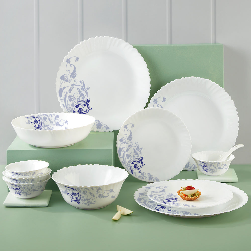 Borosil Larah Blue Eve 35 pc Dinner Set 35 pc Set: Serves 6