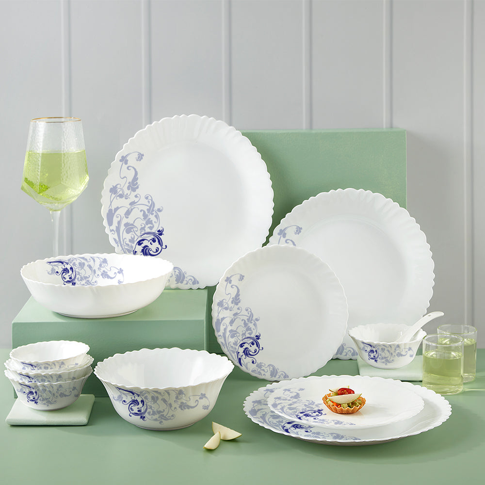 Borosil Larah Blue Eve 35 pc Dinner Set 35 pc Set: Serves 6