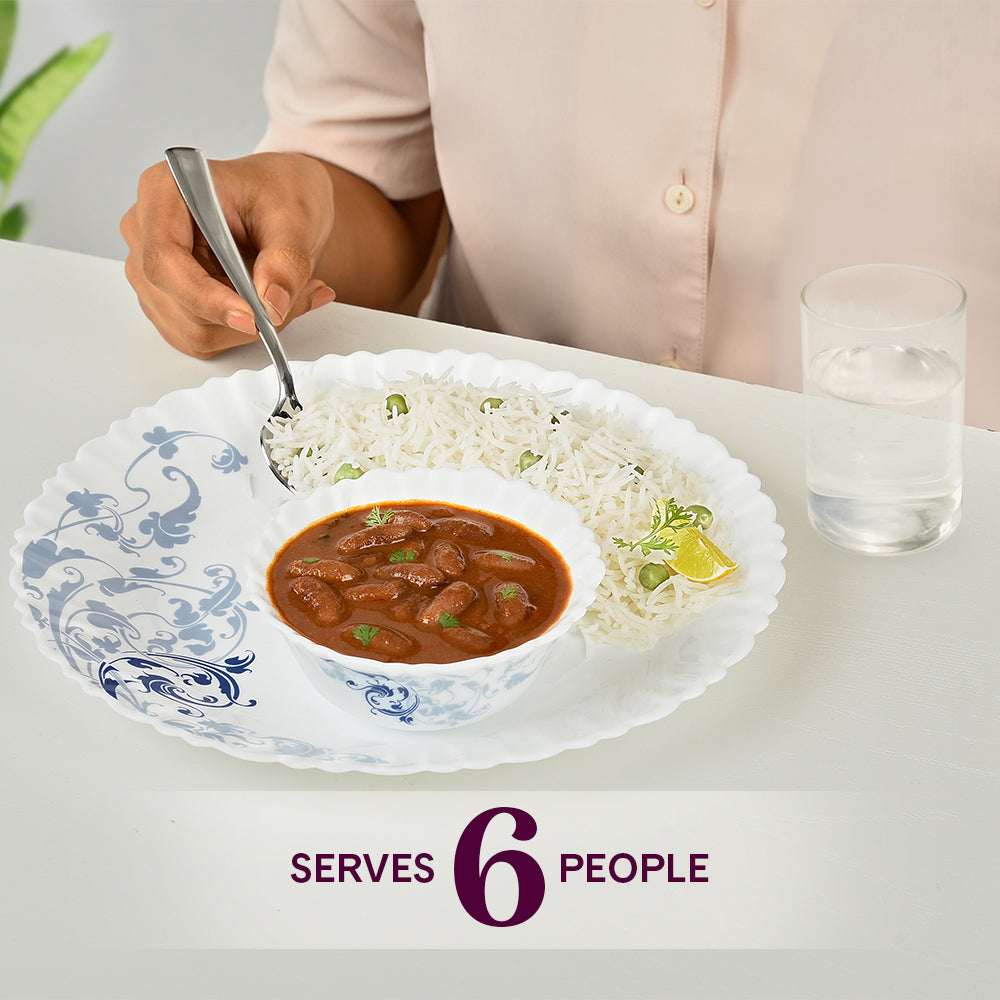 Borosil Larah Blue Eve 35 pc Dinner Set 35 pc Set: Serves 6