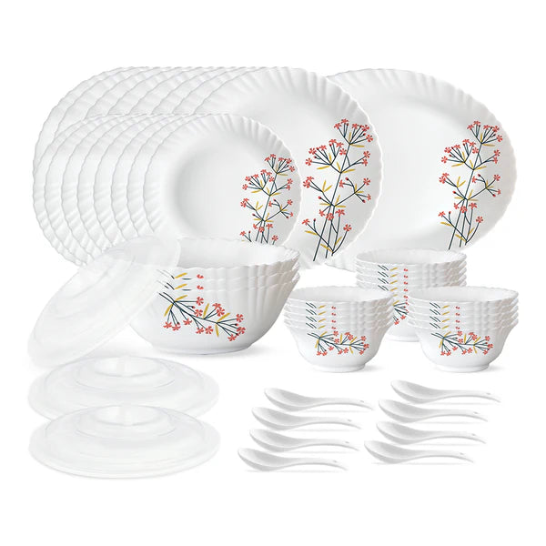 Borosil Larah Red Bud 47 pc Dinner Set