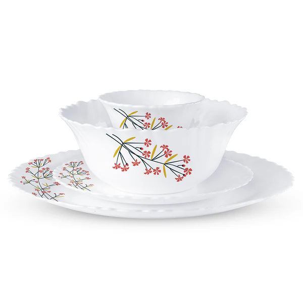 Borosil Larah Red Bud 47 pc Dinner Set