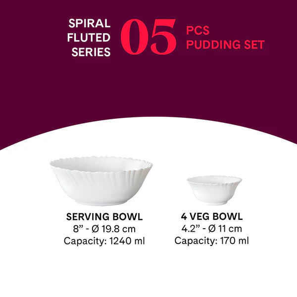Borosil Larah Spiral 5 pc Pudding Set