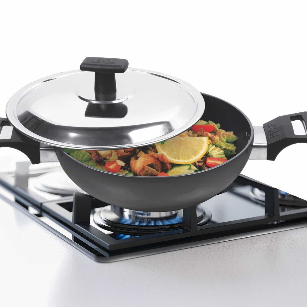 Milton Hard Anodized Kadhai With Stainless Steel