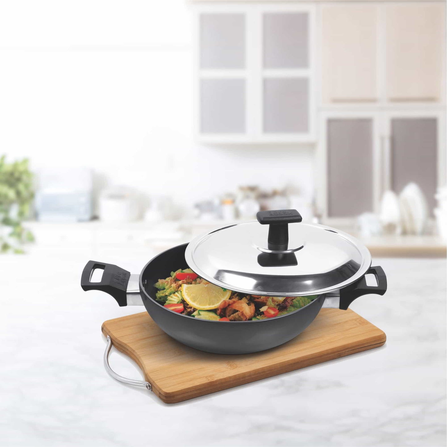 Milton Hard Anodized Kadhai With Stainless Steel