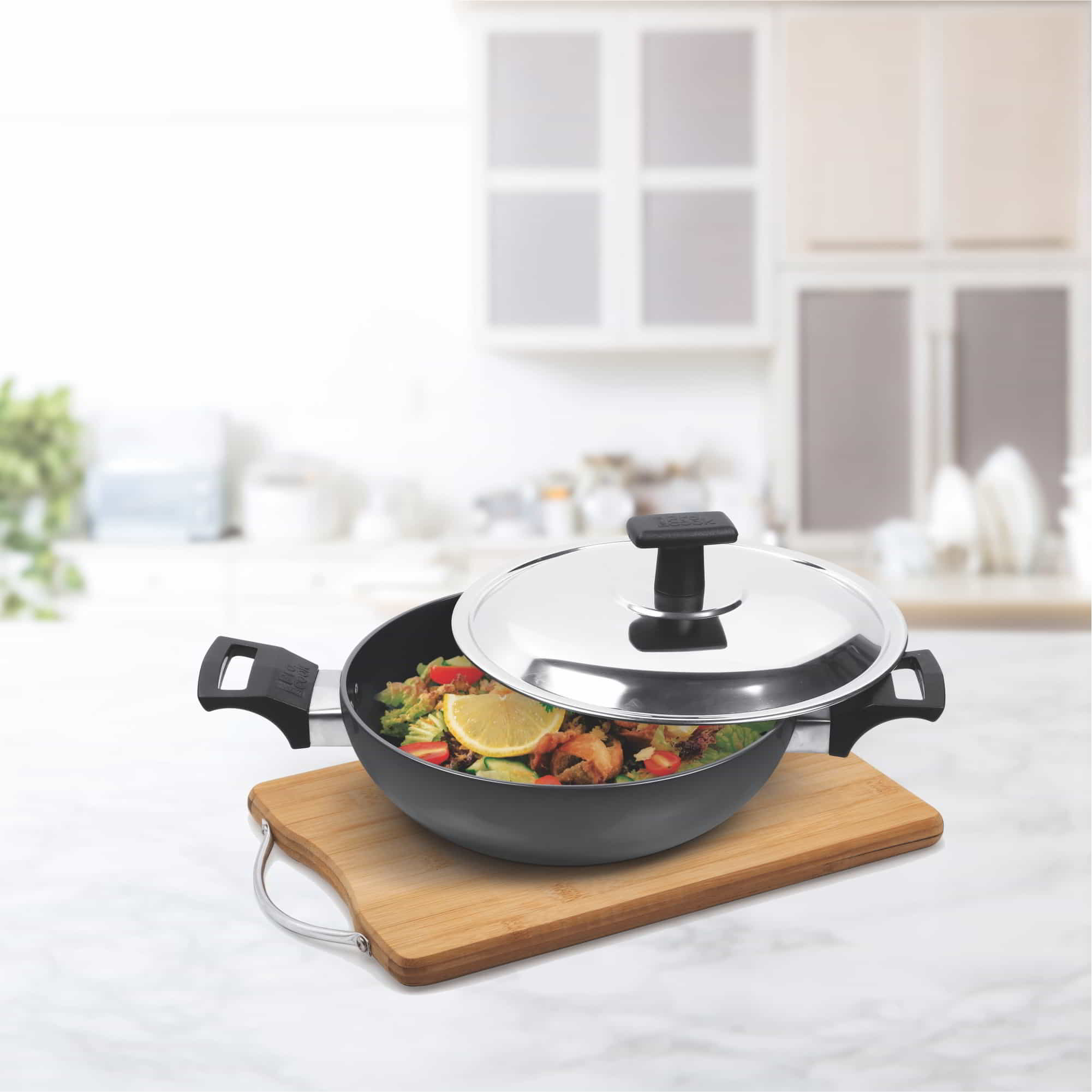 Milton Hard Anodized Kadhai With Stainless Steel