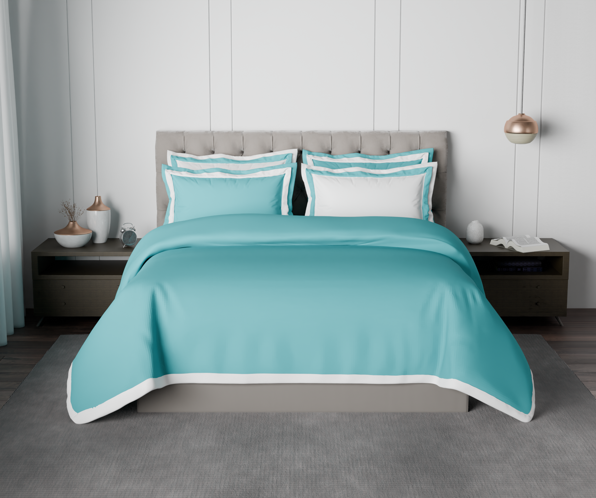Spaces Solid Aqua Green - Light Green Hygro Cotton King Size Bedsheet - Hygro