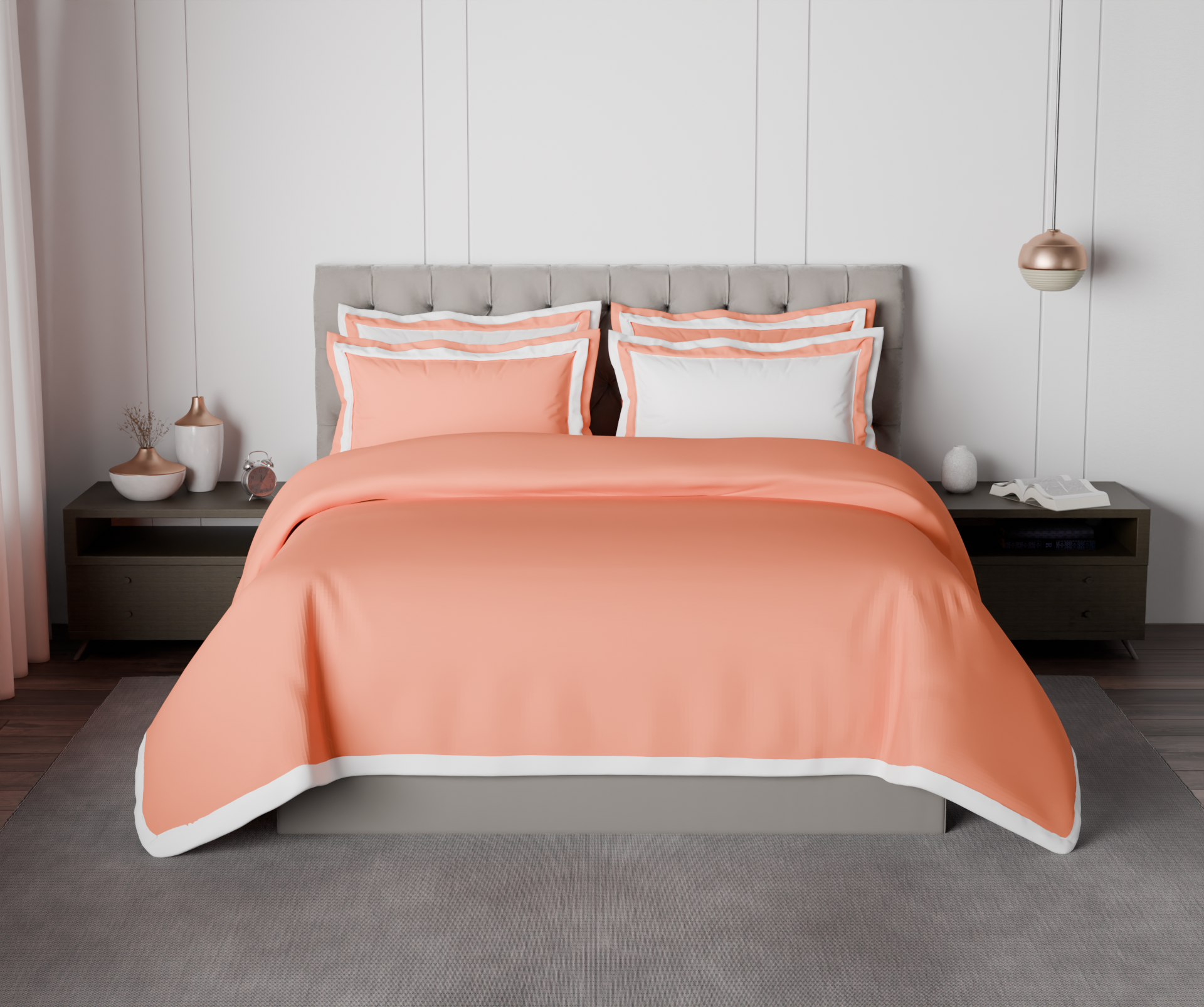 Spaces Solid Coral - Coral Hygro Cotton King Size Bedsheet - Hygro
