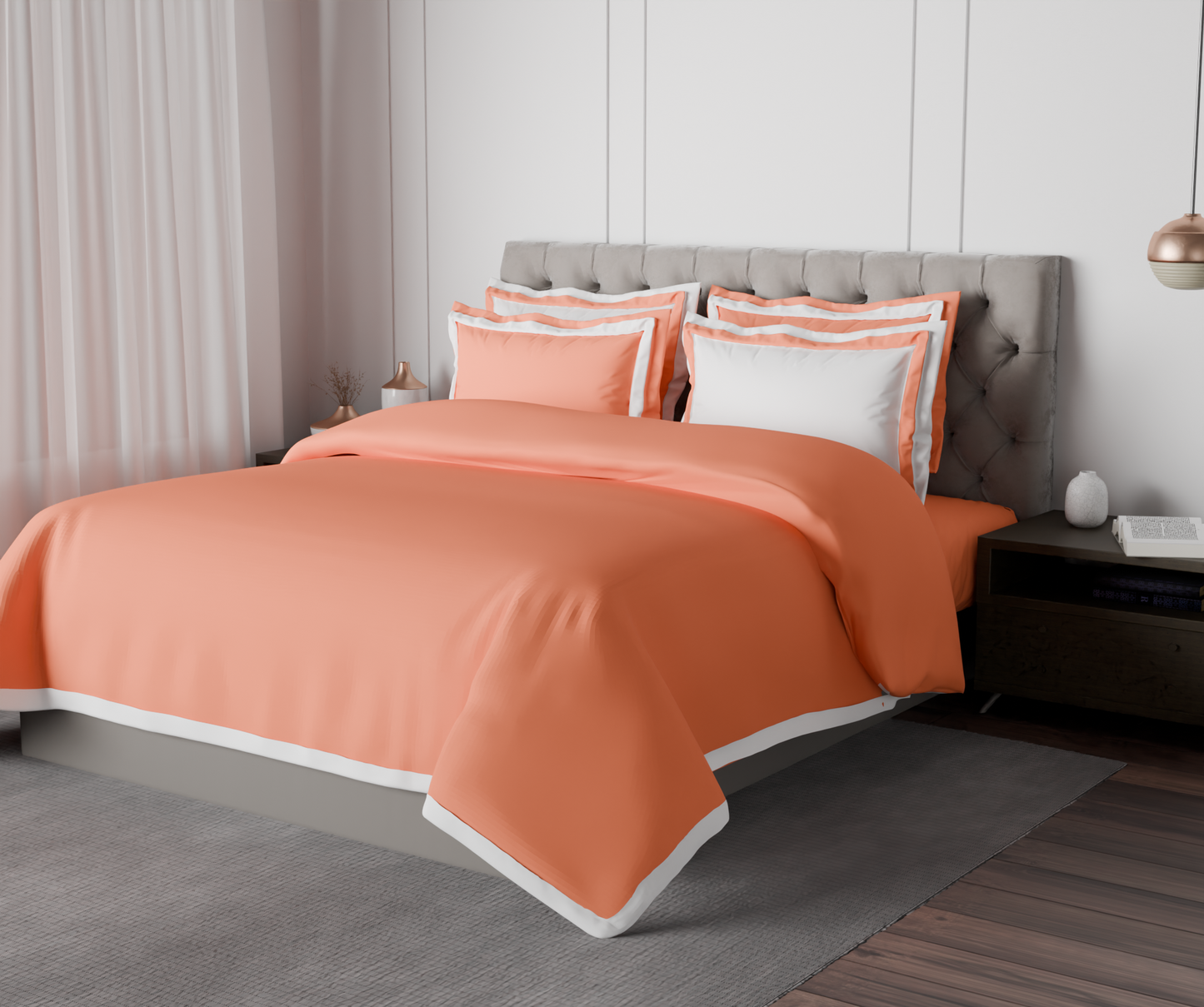 Spaces Solid Coral - Coral Hygro Cotton King Size Bedsheet - Hygro