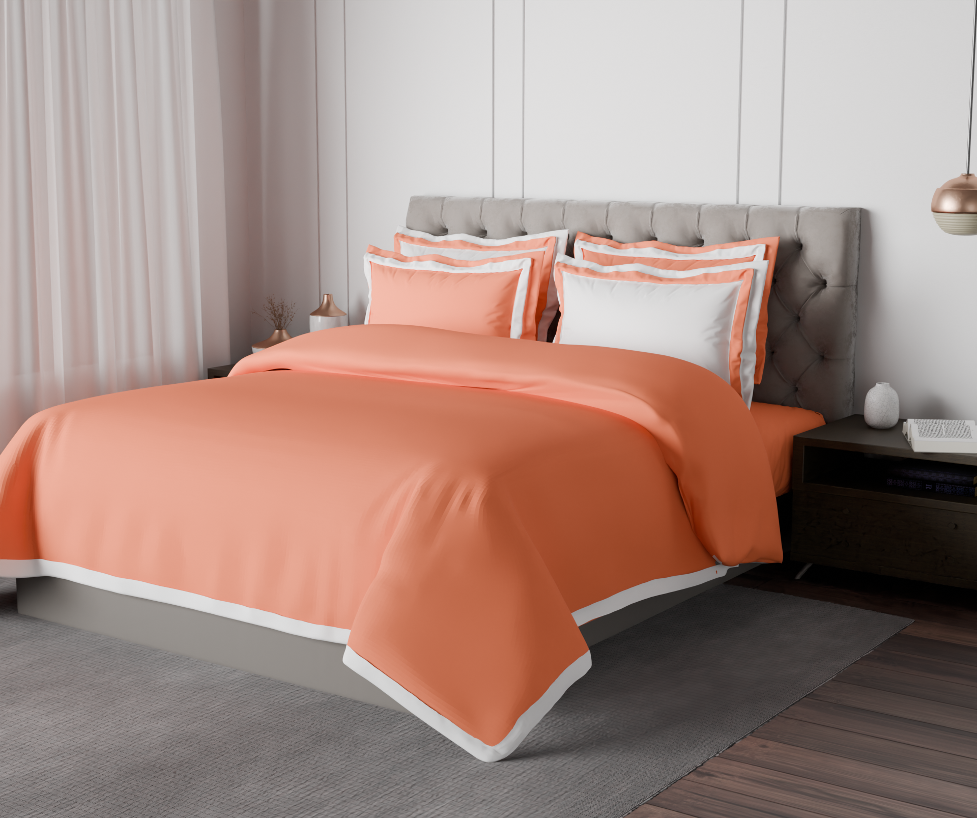 Spaces Solid Coral - Coral Hygro Cotton King Size Bedsheet - Hygro