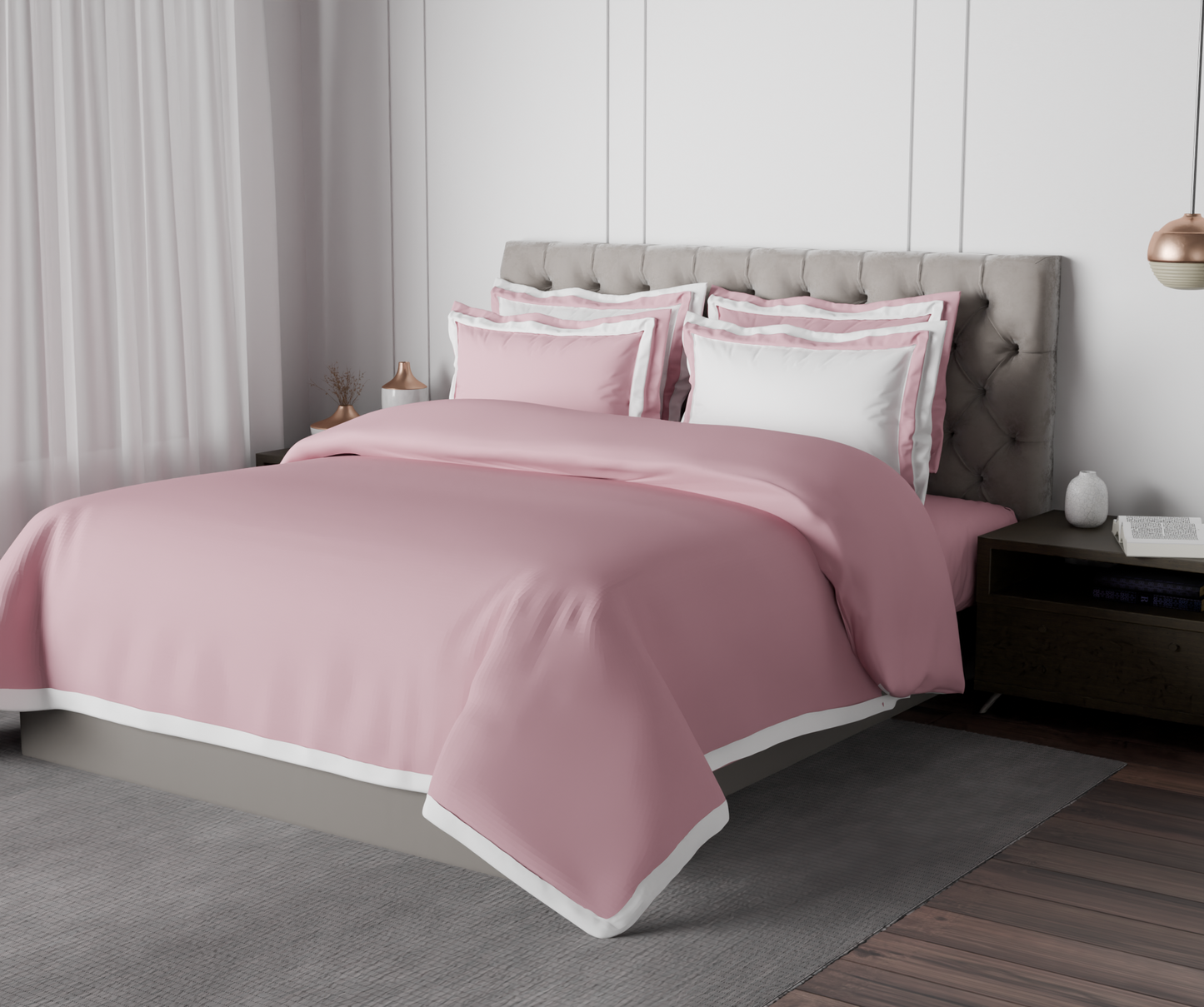 Spaces Solid Lilac - Light Violet Hygro Cotton King Size Bedsheet - Hygro