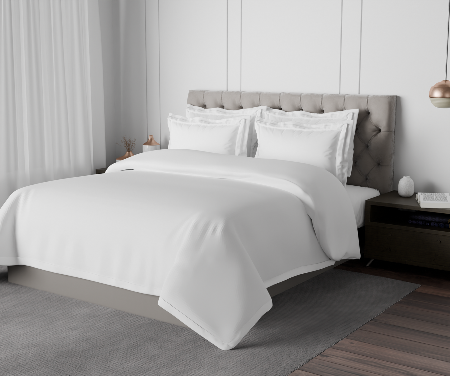 Spaces Solid White Hygro Cotton King Size Bedsheet - Hygro