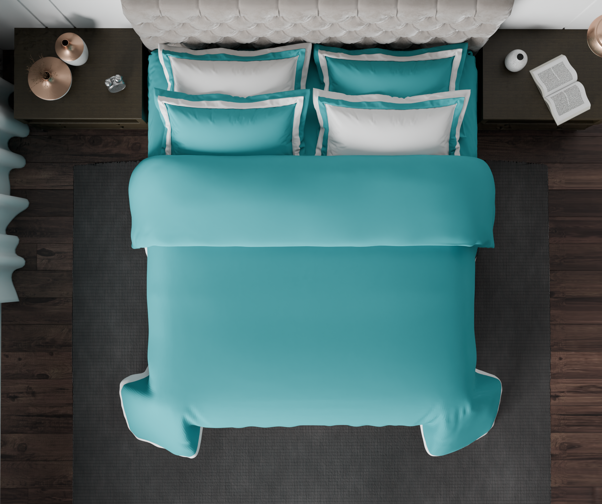 Spaces Solid Aqua Green - Light Green Hygro Cotton King Size Bedsheet - Hygro