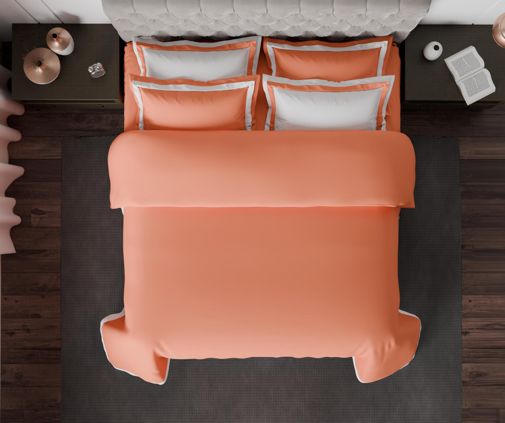 Spaces Solid Coral - Coral Hygro Cotton King Size Bedsheet - Hygro