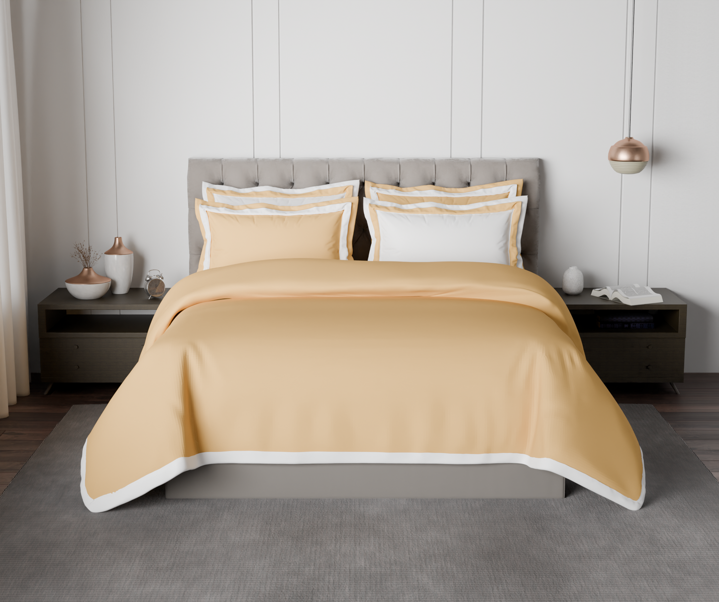Spaces Solid Champagne Gold - Gold Hygro Cotton King Size Bedsheet - Hygro