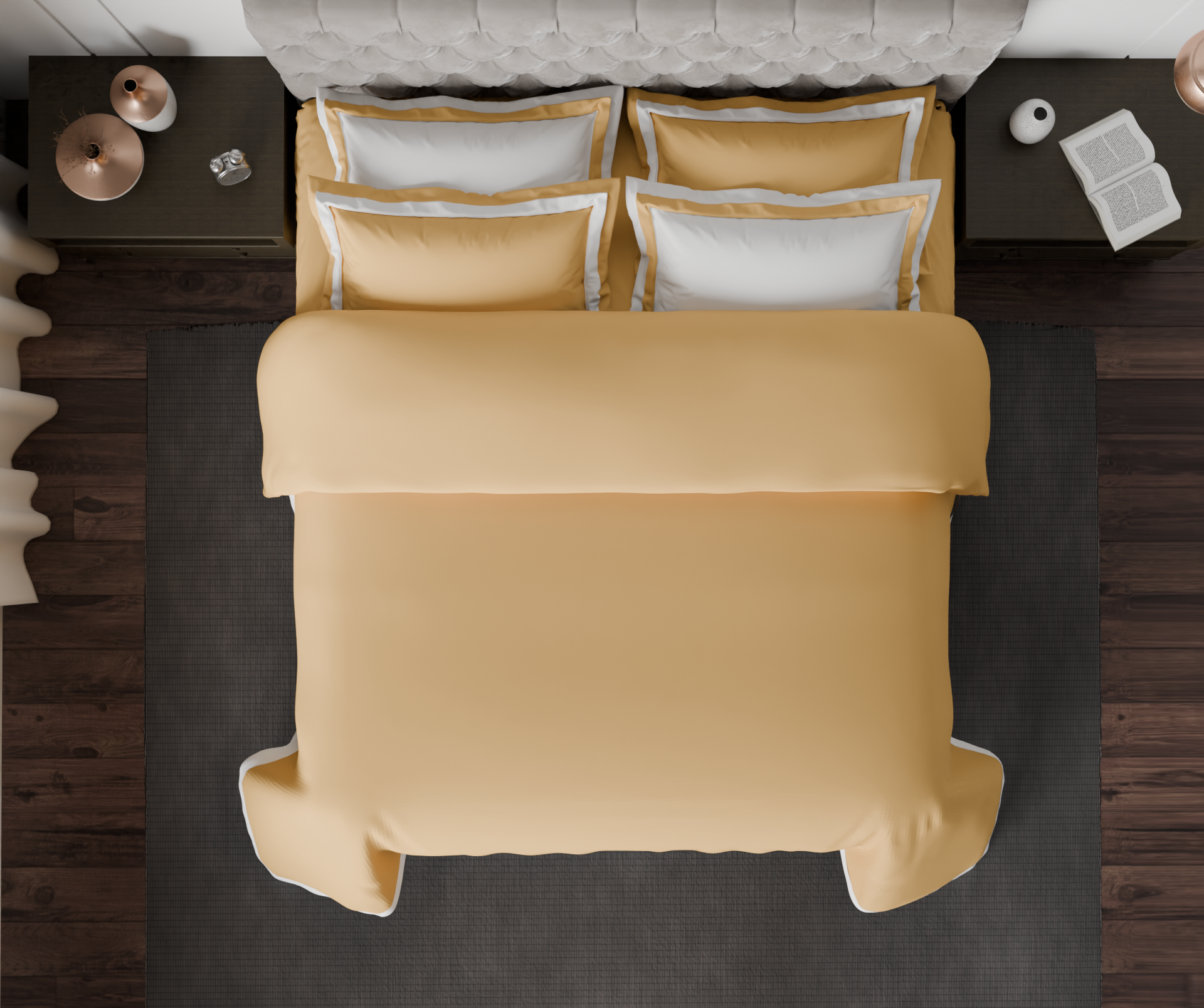 Spaces Solid Champagne Gold - Gold Hygro Cotton King Size Bedsheet - Hygro