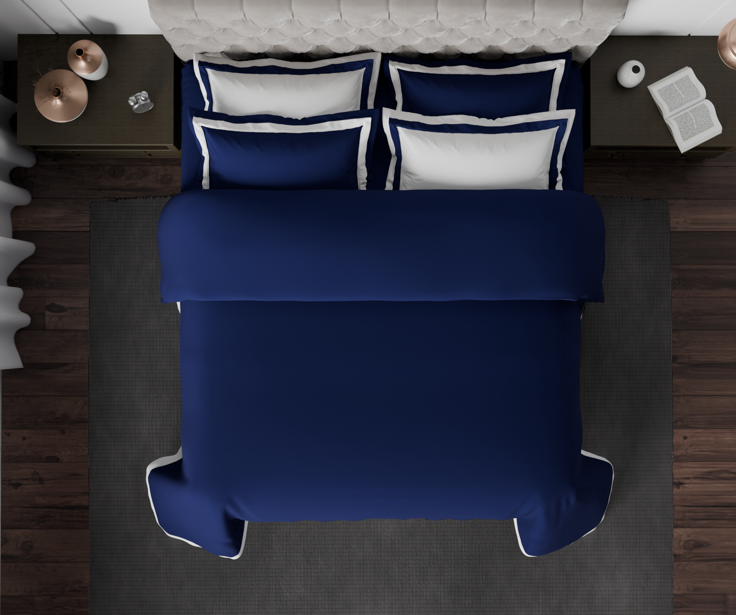 Spaces Solid Midnight Blue - Dark Blue Hygro Cotton King Size Bedsheet - Hygro