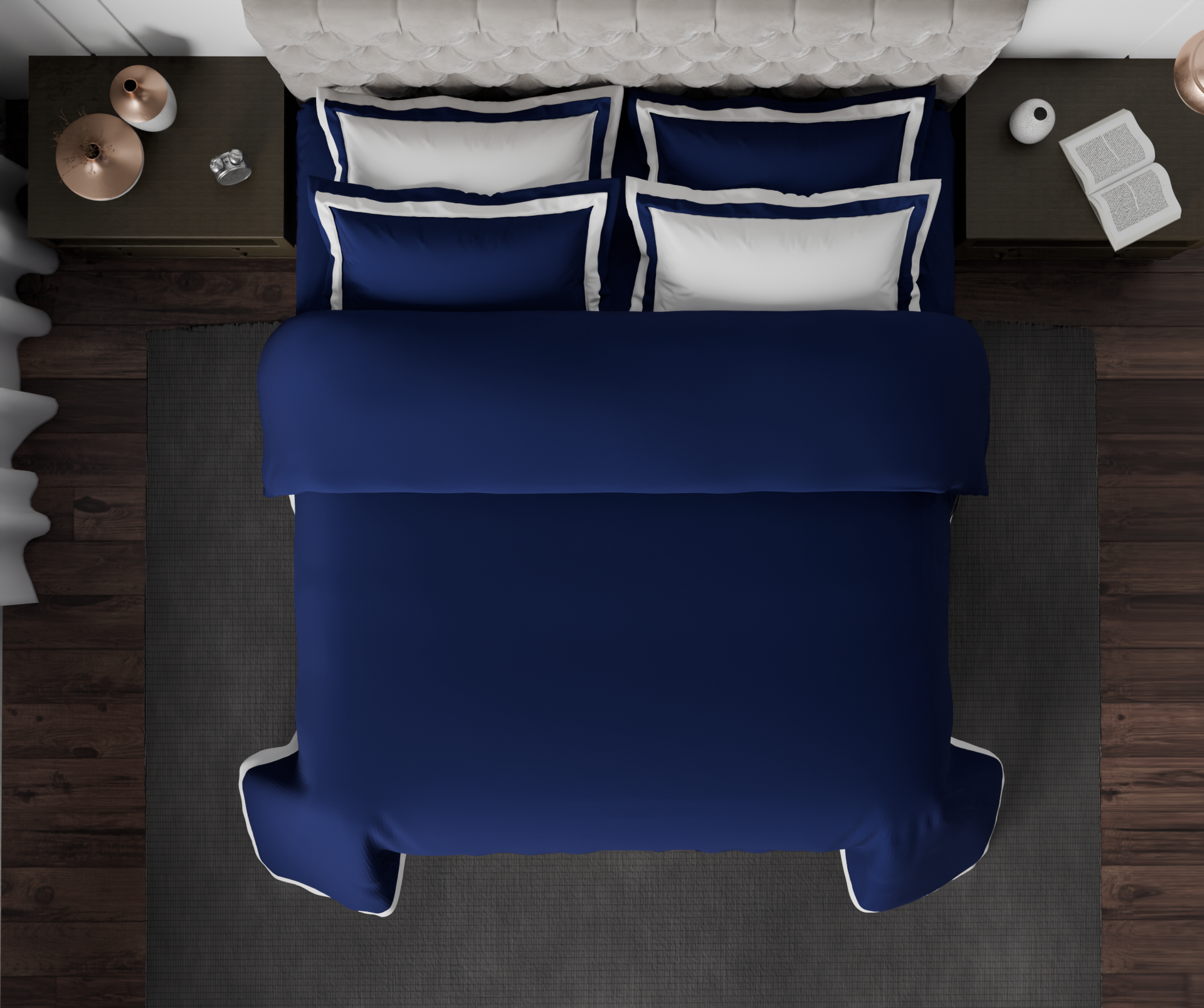 Spaces Solid Midnight Blue - Dark Blue Hygro Cotton King Size Bedsheet - Hygro