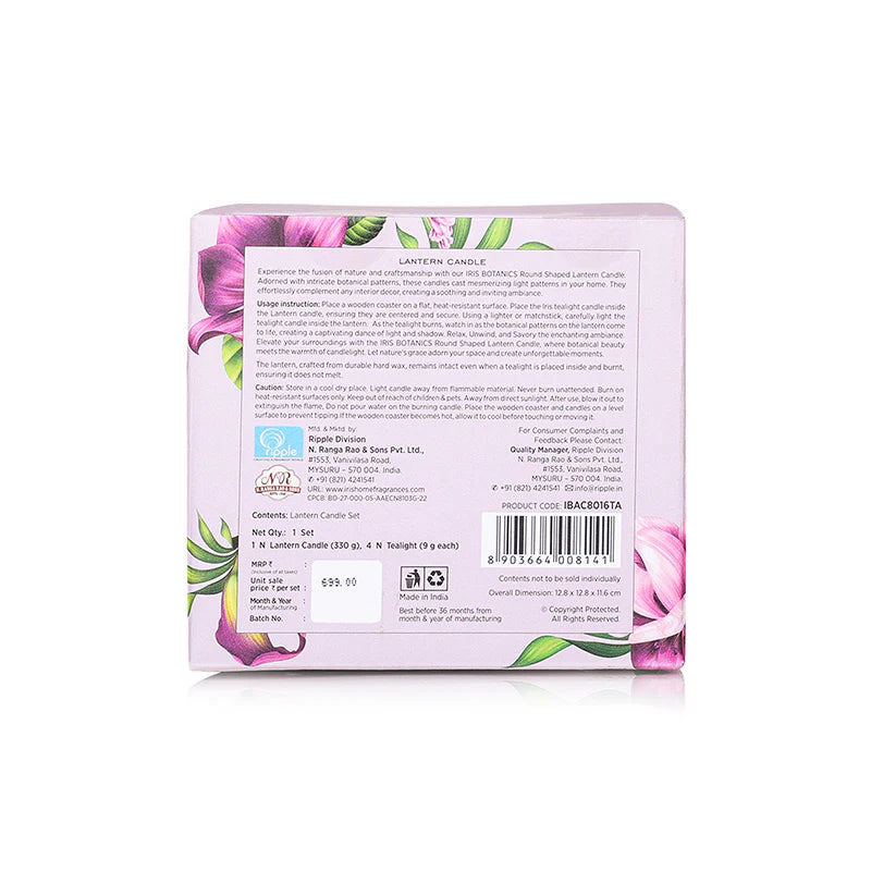 IRIS  Tea Rose & Agarwood Wax Lantern Candle 330GM