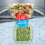 Borosil Foodluck Daisy Universal Glass Lunchbox, Olive Set of 4, 320ml x 2 + 400ml x 2