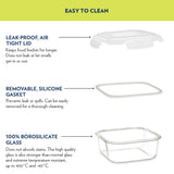 Borosil Foodluck Daisy Universal Glass Lunchbox, Olive Set of 4, 320ml x 2 + 400ml x 2