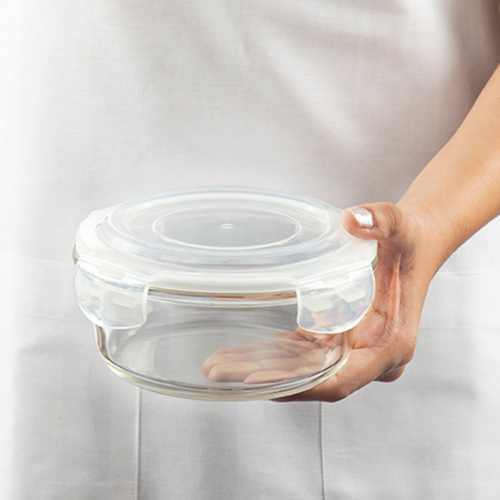 Borosil Tuff-Glass Klip n Store, Round Container