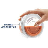 Borosil Teal Round Glass Lunch Box Set of 2, 320ml