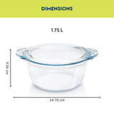 Borosil Deep Round Casserole, 1.75L