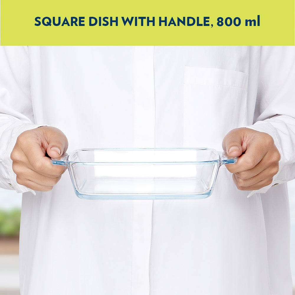 Borosil Square Baking Dish with handle