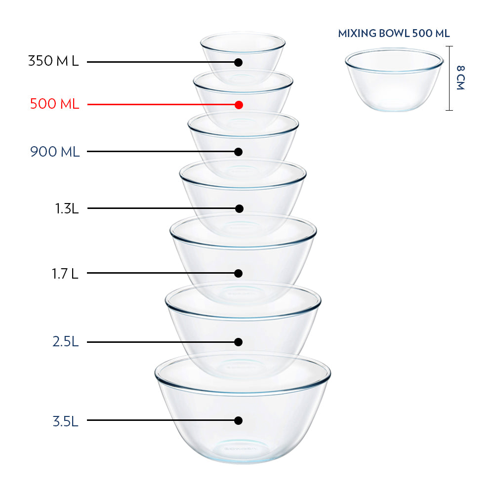 Borosil Mixing & Serving Bowl, 500 ml