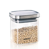 Borosil Classic Square Glass Jar with SS Lid