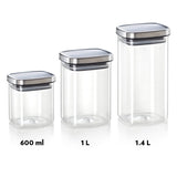 Borosil Classic Square Glass Jar with SS Lid