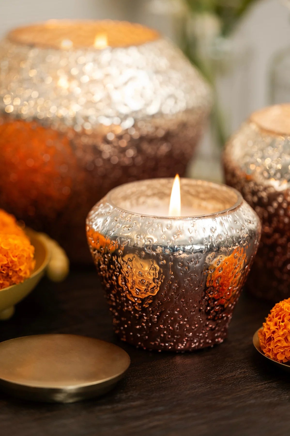 Doft Shimmer Crinkle - Lid Jar Candle | Rose Gold | Tropical Orchard Small
