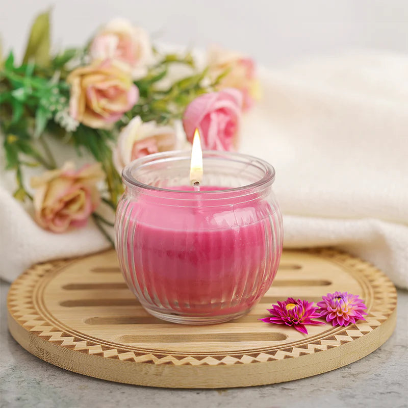 IRIS Ribbed Jar candle - Damask Rose 110GM