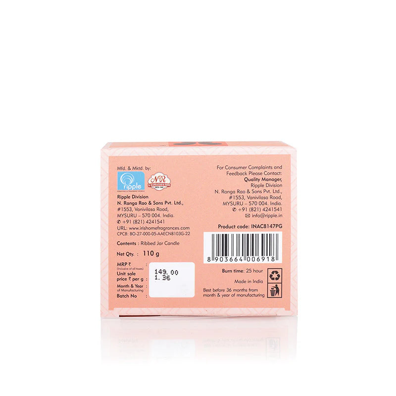 IRIS Ribbed Jar candle - Peach Pomegranate 110GM