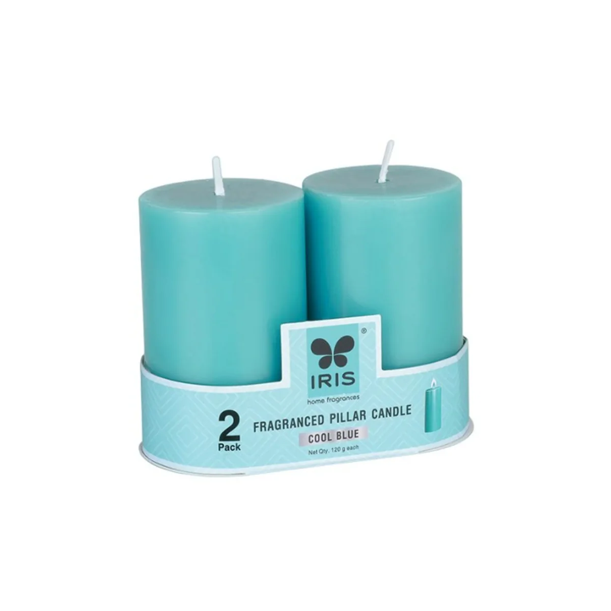 IRIS Cool Blue Fragranced Pillar Candles 120gm