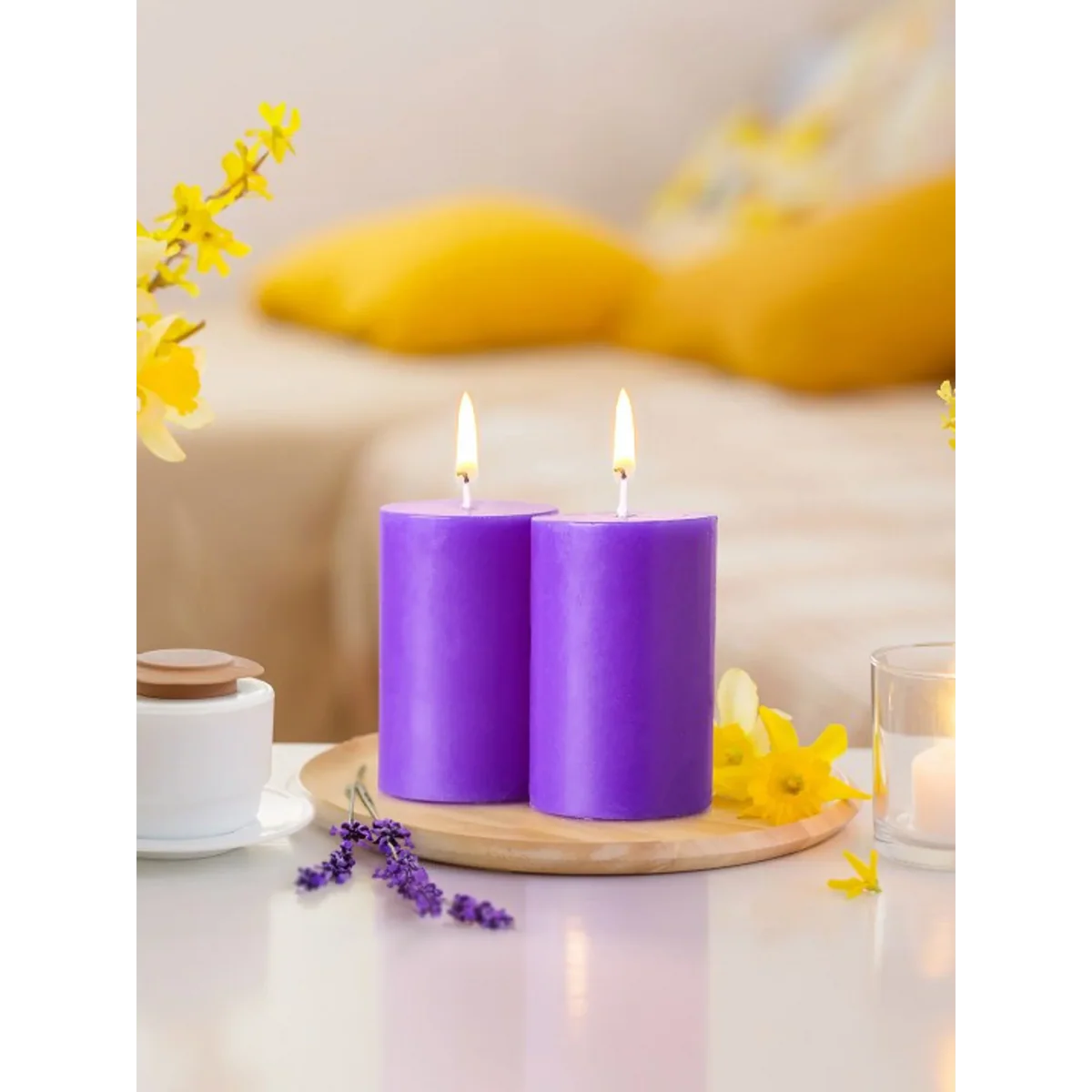 IRIS Lavender Fragranced Pillar Candles 120gm