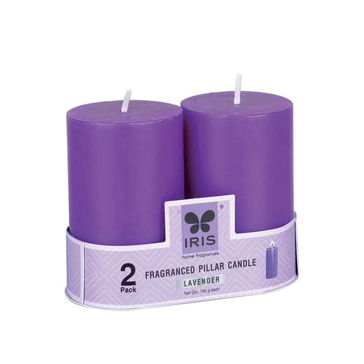 IRIS Lavender Fragranced Pillar Candles 120gm