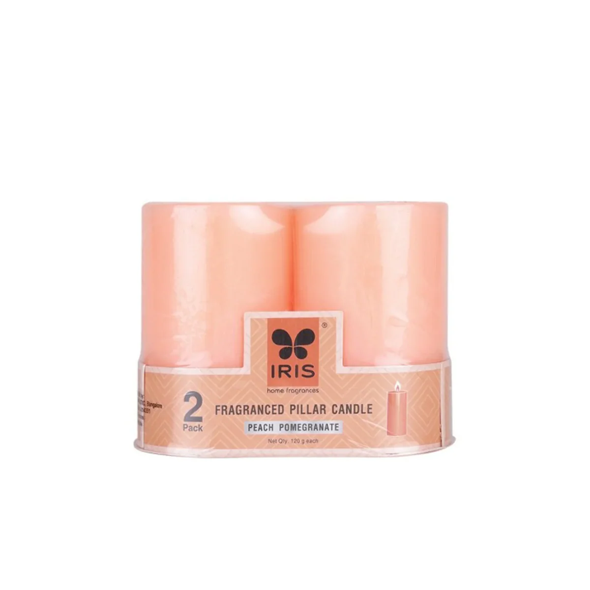 IRIS Peach Pomegranate Fragranced Pillar Candles 120gm