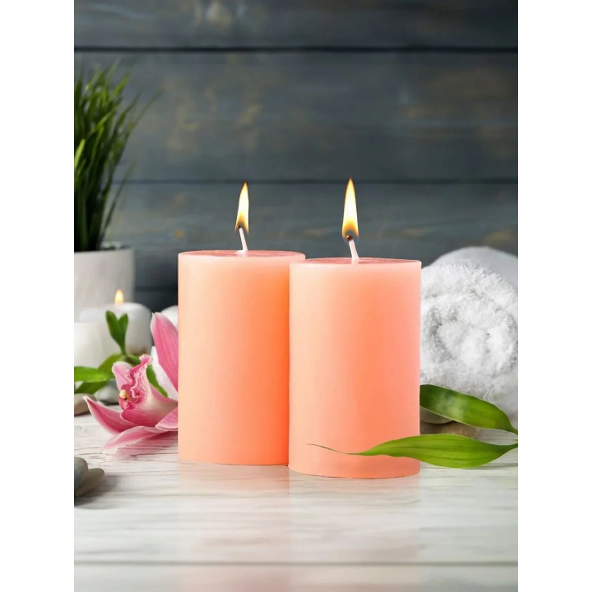 IRIS Peach Pomegranate Fragranced Pillar Candles 120gm