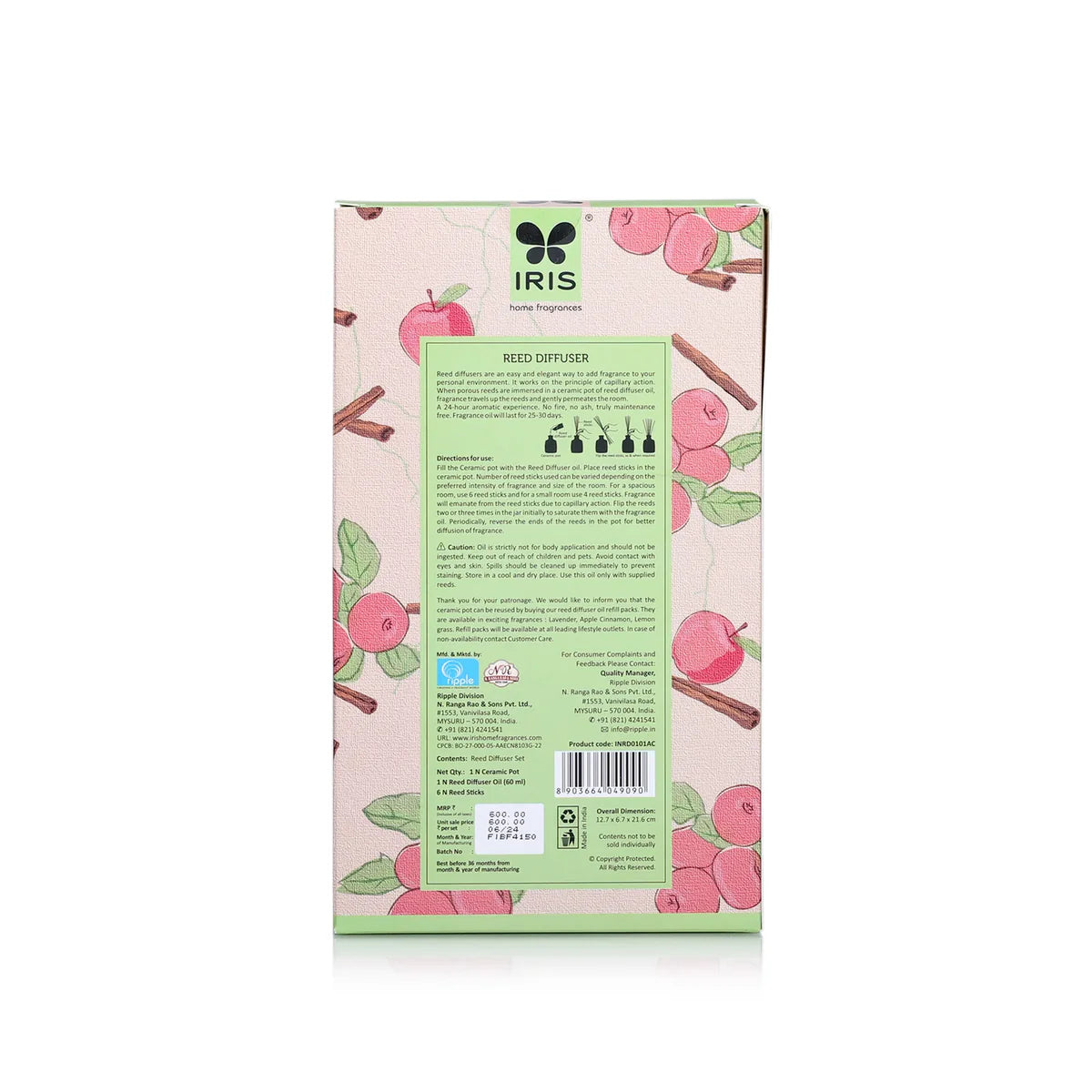 IRIS Apple Cinnamon Reed Diffuser Set 60ml