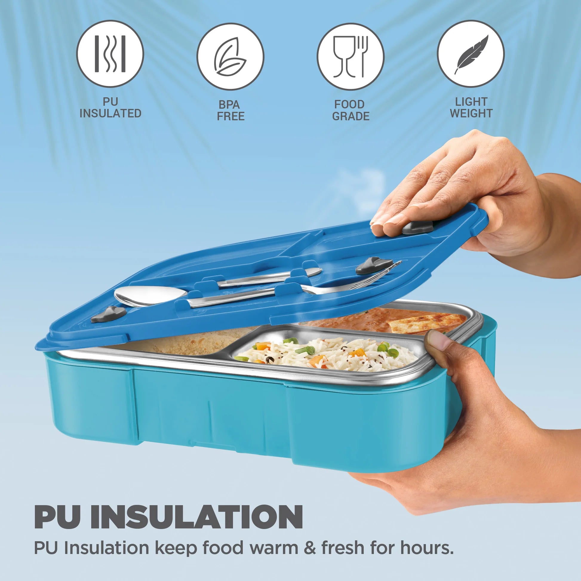 Milton Sports Ethan 3 UV Printing Steel Thermoware Lunchbox Dark Blue 600ML