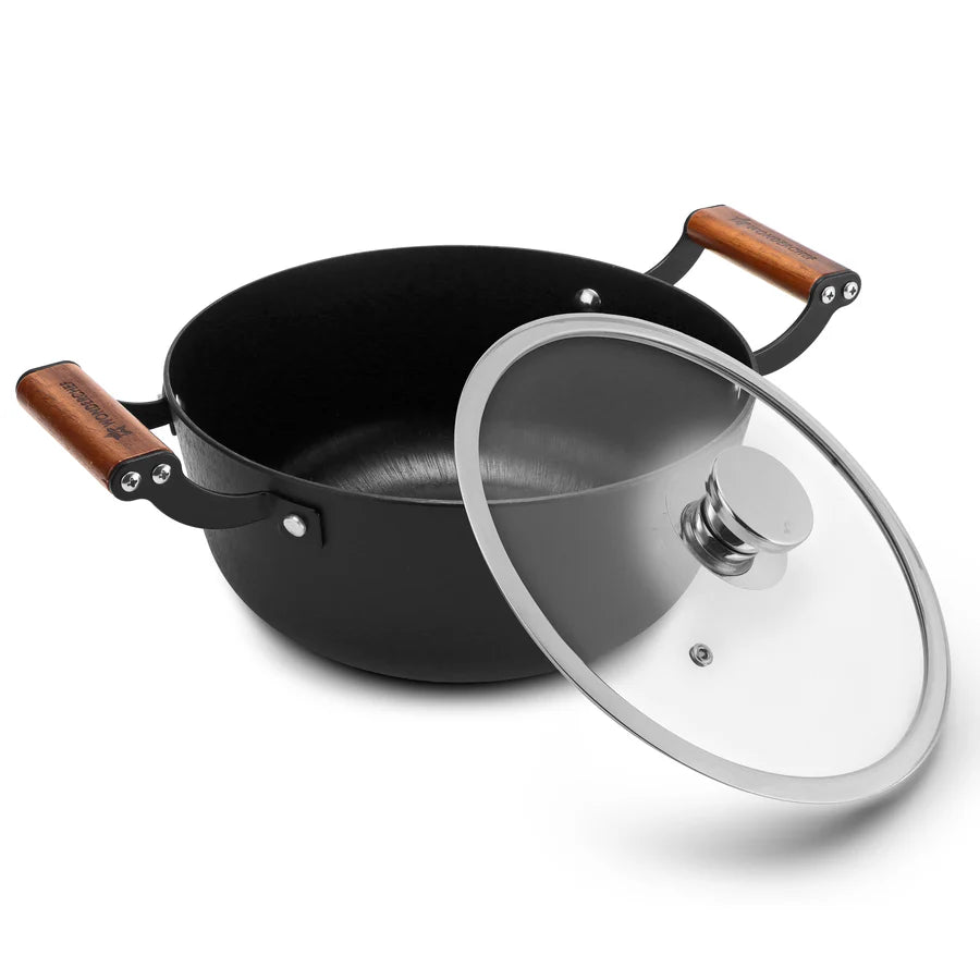 Wonderchef Ferro Light-weight Cast-iron Casserole & Glass Lid 24cm