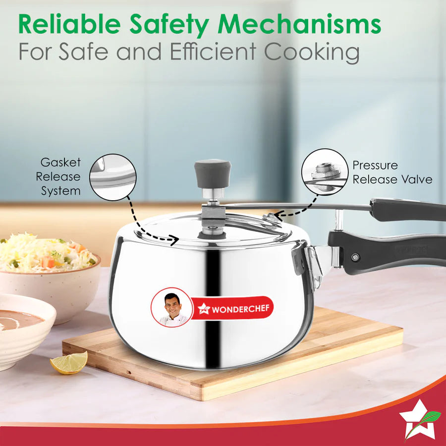Wonderchef  Nigella Triply Stainless Steel Inner Lid Pressure Cooker 2L