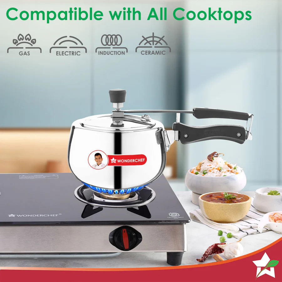 Wonderchef  Nigella Triply Stainless Steel Inner Lid Pressure Cooker 2L