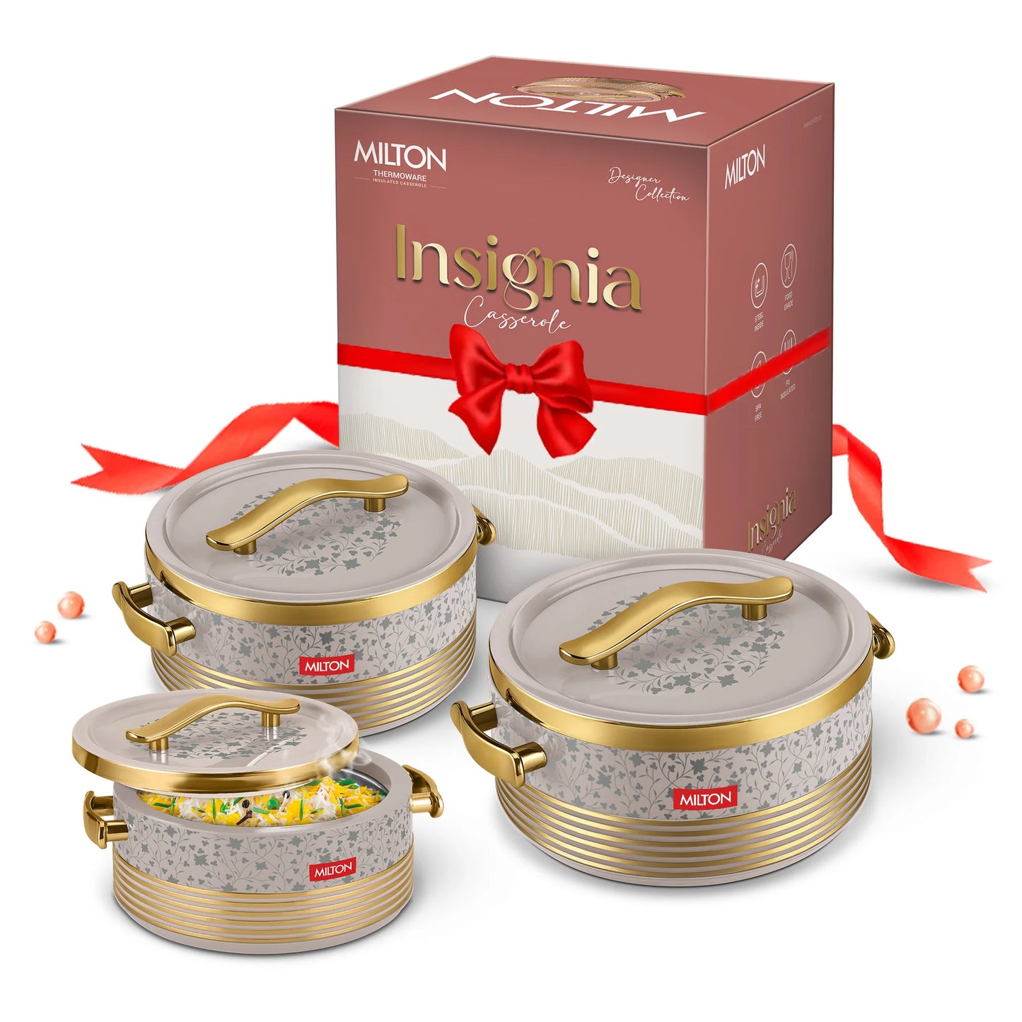 Milton Insignia Casserole Beige Jr Set of 3 - 400 ML/ 750 ML/ 1250 ML