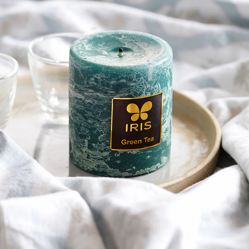 IRIS Green Tea Aromatic Pillar Candle 220gm