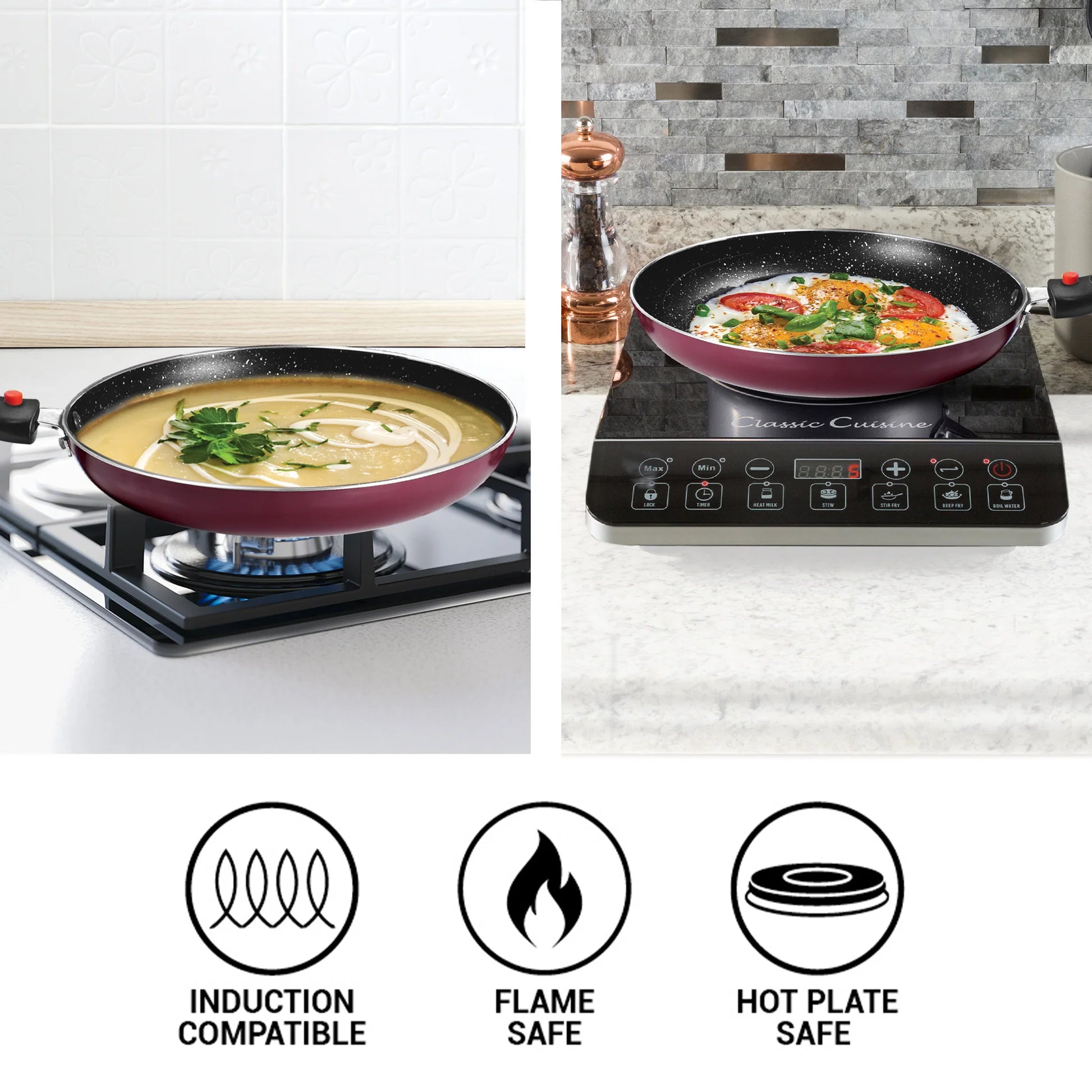 Milton Kitchen Jewel Plus Cookware Set 3 Maroon