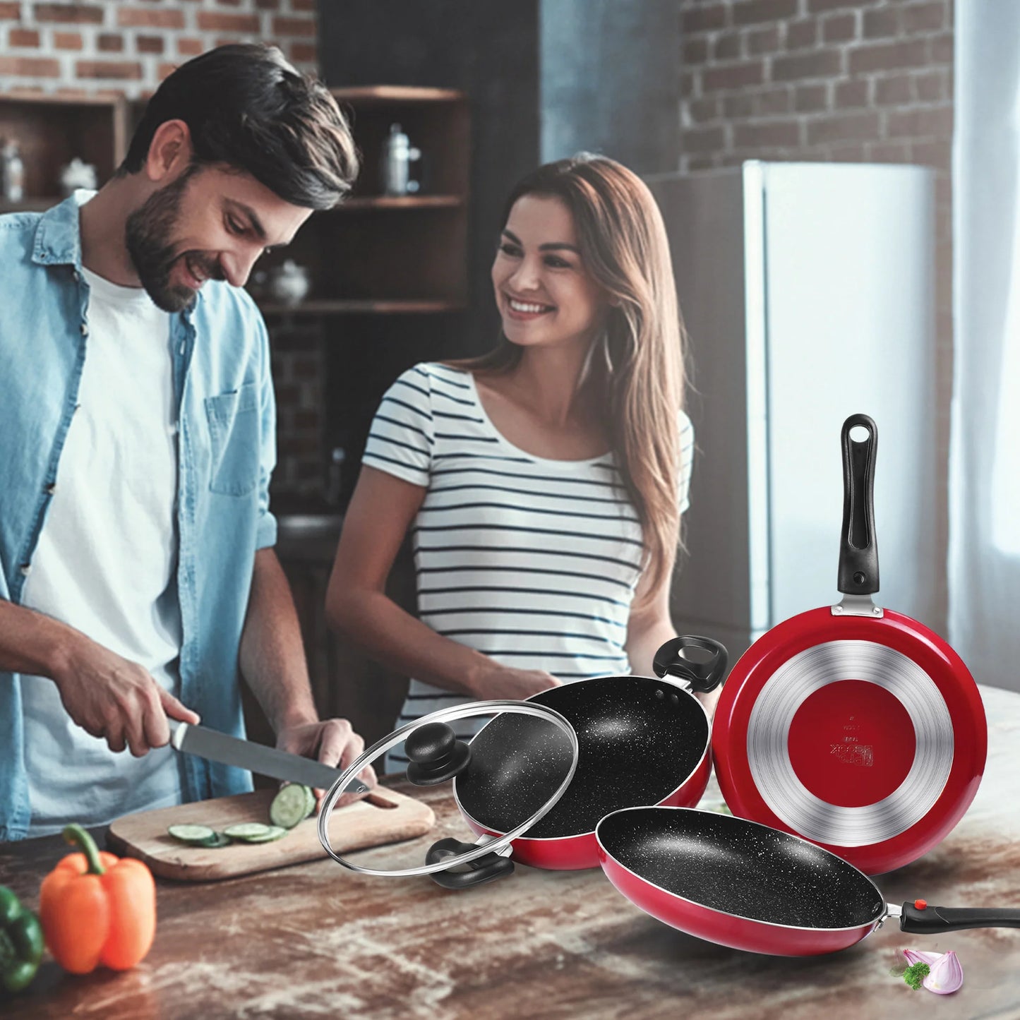 Milton Kitchen Pride Cookware Maroon Set of 3