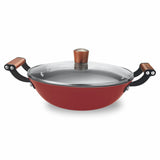 Milton Cast Iron Kadai with Enamel Coating Red