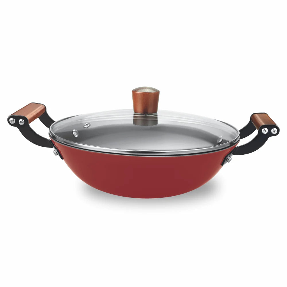 Milton Cast Iron Kadai with Enamel Coating Red